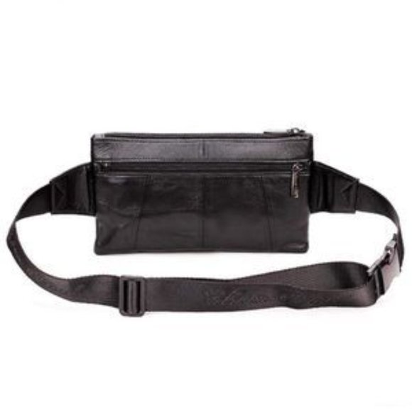 New Vintage Look Leather Waist Bag Black - Picture 4 of 6